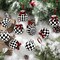 12 Pieces Black and White Winter Balls Black and White Checkered Ball Ornament Farmhouse Christmas Hanging balls Ornaments with Buffalo Check Bow Christmas Tree Decor for Home